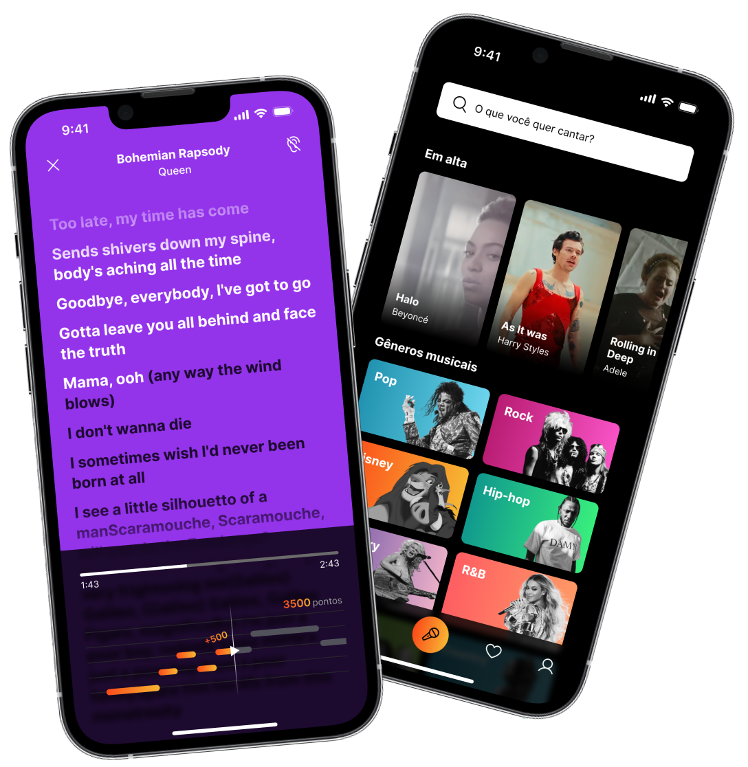 Imagem de celulares com o app zingen aberto